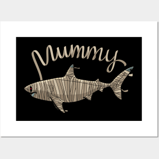 Halloween Mummy Shark Funny Gift Women Men Boys Girls Posters and Art